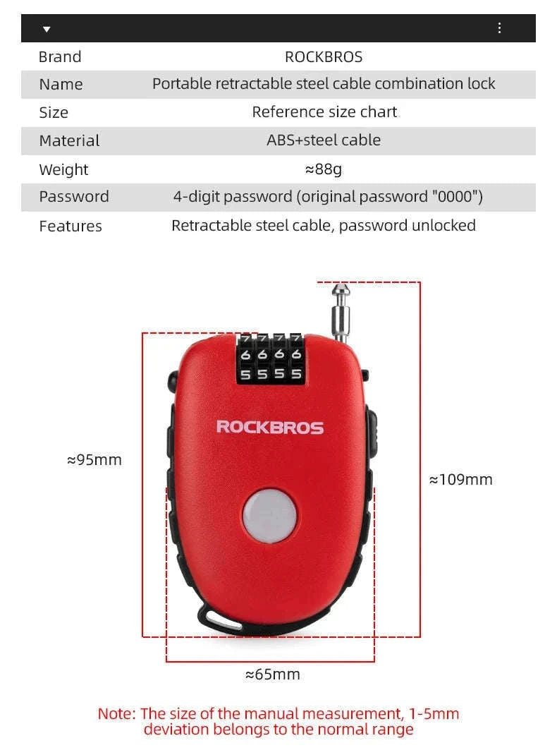Steel Cable Password Lock for Bike and Helmet-32420981001