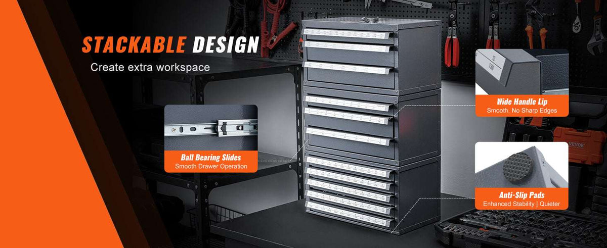 Steel Drill Bit Organizer Cabinet with Drawers and Labeled Slots-29PCs ET3-F / United States