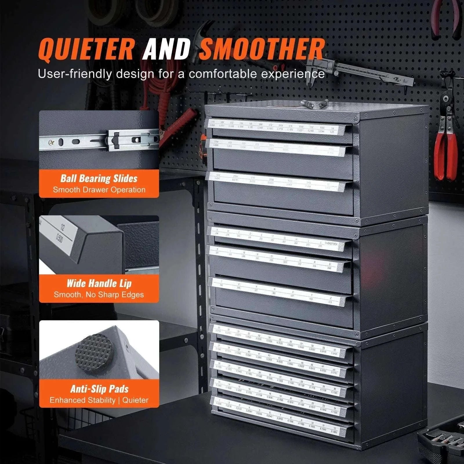 Steel Drill Bit Organizer Cabinet with Drawers and Labeled Slots-29PCs ET3-F / United States