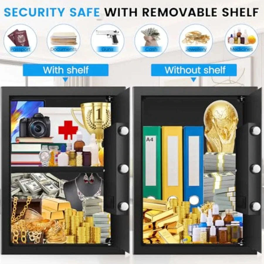 Steel Home Safe with Keypad, Fireproof Bag and Spare Keys-United States / Black