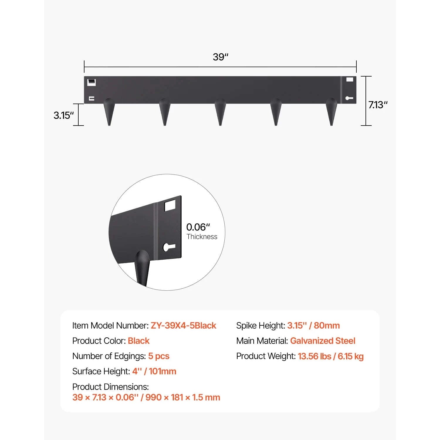 Steel Landscape Edging Rust-Resistant Bendable Garden Border-39x5in 5pcs Brown / United States