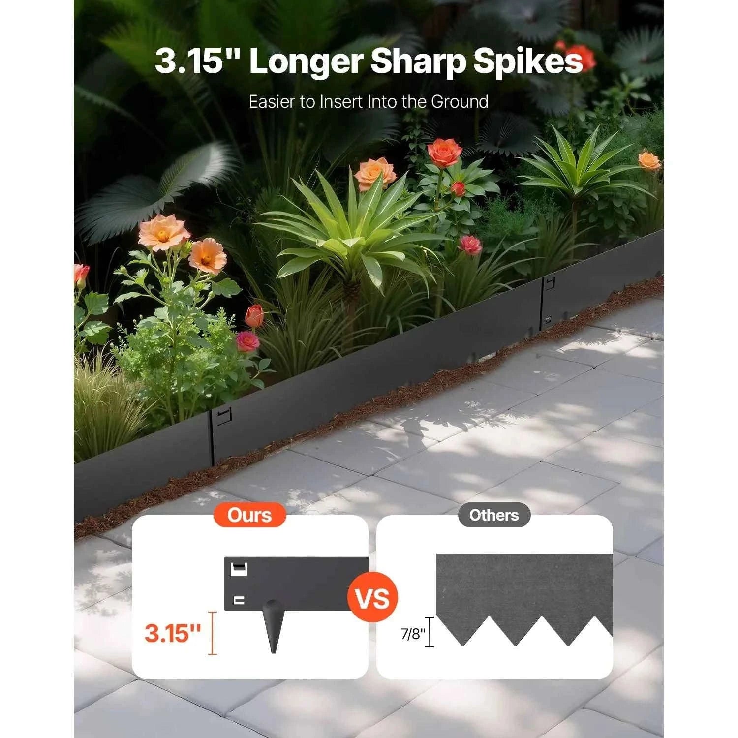 Steel Landscape Edging Rust-Resistant Bendable Garden Border-39x5in 5pcs Brown / United States