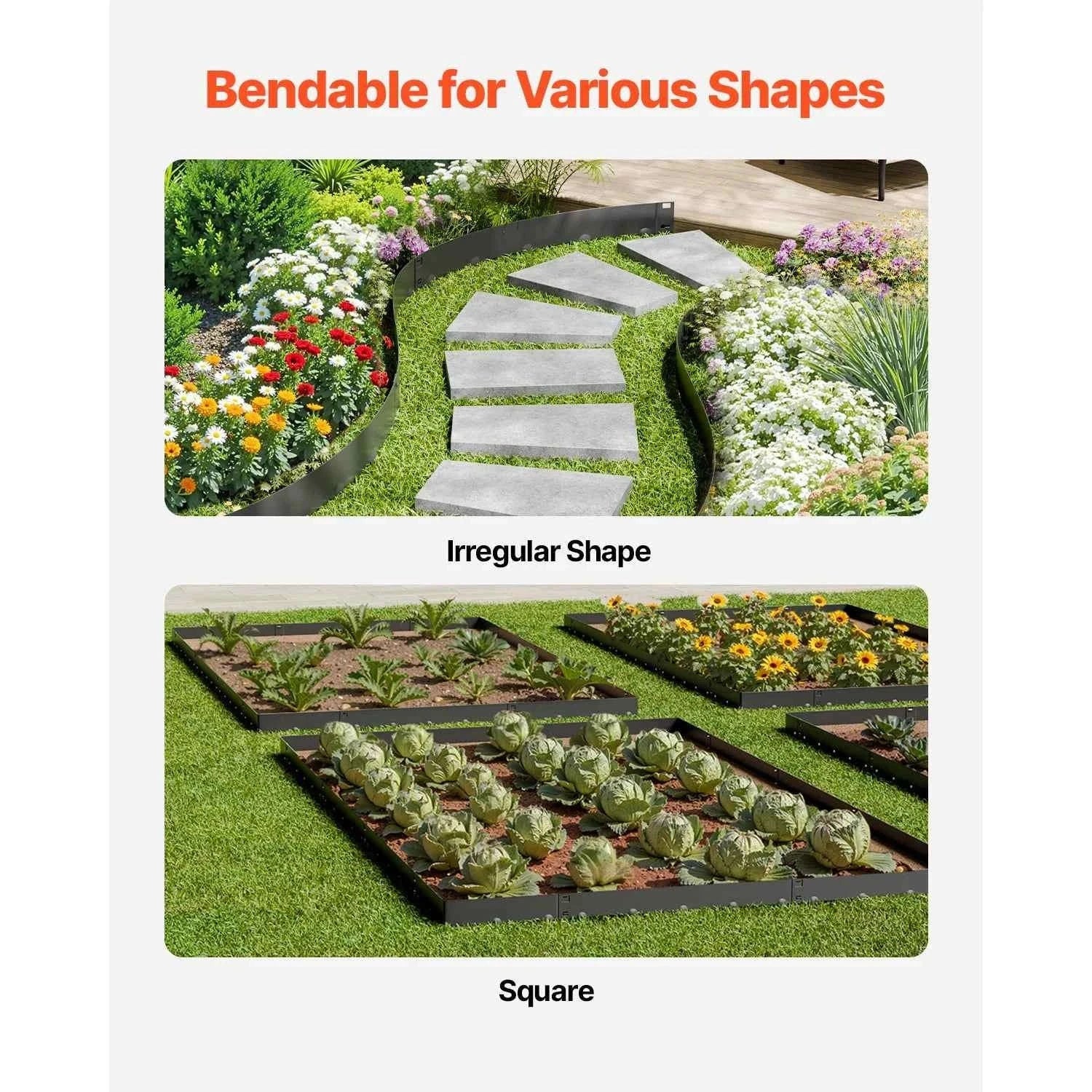 Steel Landscape Edging Rust-Resistant Bendable Garden Border-39x5in 5pcs Brown / United States