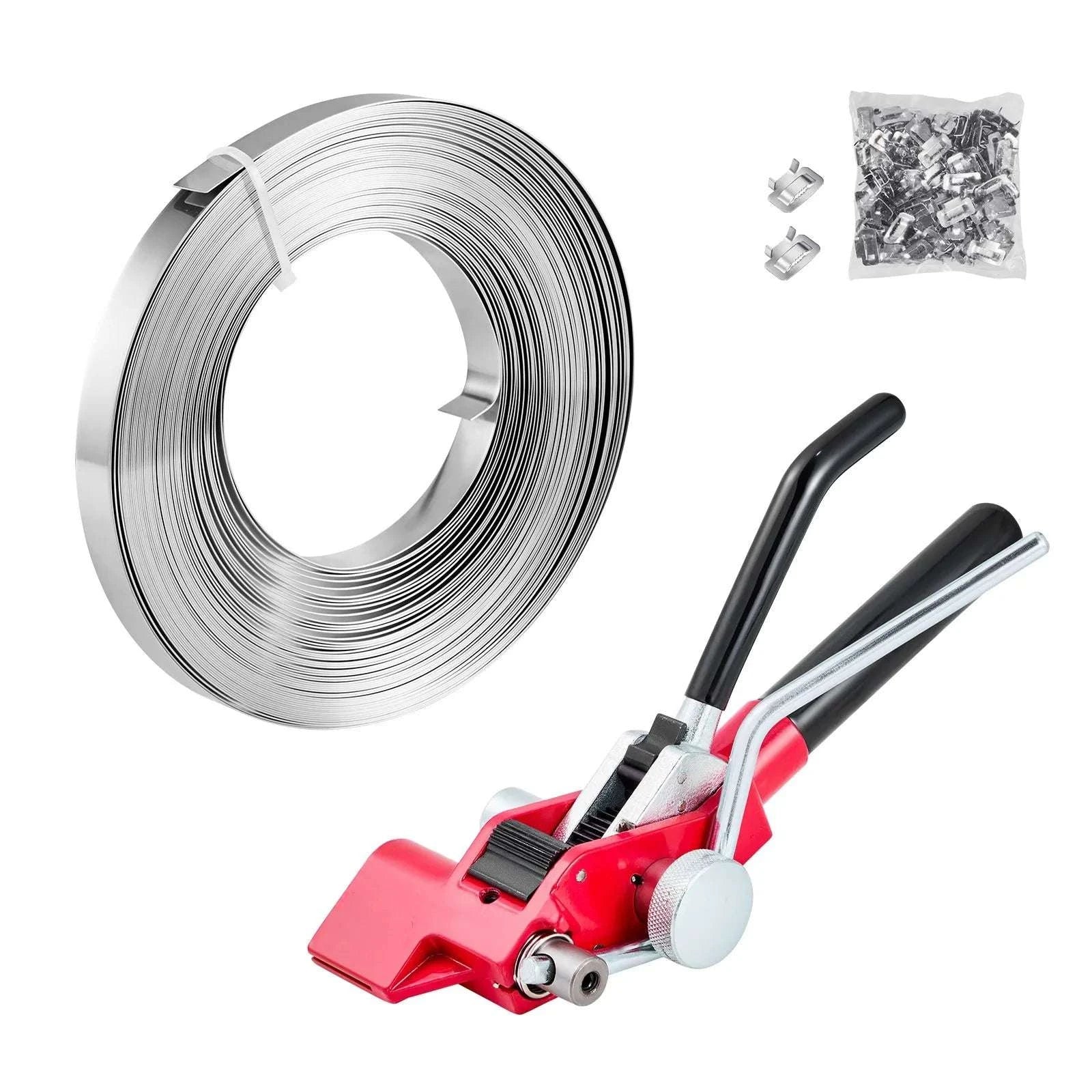 Steel Pallet Banding Strapping Kit with Tensioner & 100 Seals-Red / United States