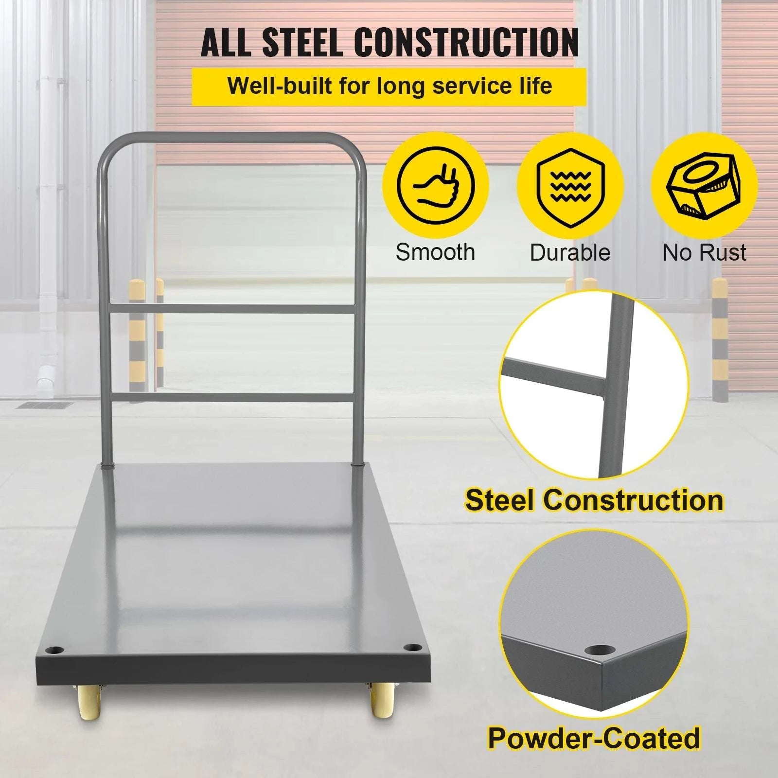 Steel Platform Truck 2000lb Capacity Flatbed Cart with 5" Casters-CZECH REPUBLIC