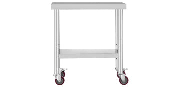 Stainless Steel Kitchen Prep Table with Wheels & Adjustable Shelf