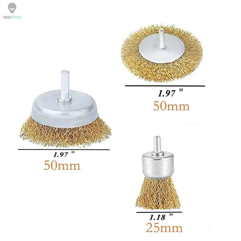 Steel Wire Brush Set – 10‑Piece Drill Attachments for Rust & Paint Removal-3PC