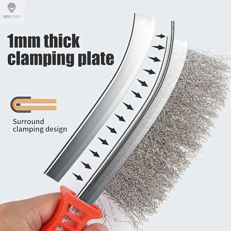 Steel Wire Rust Removal Brush for BBQ & Metal Cleaning-sliver steel brush