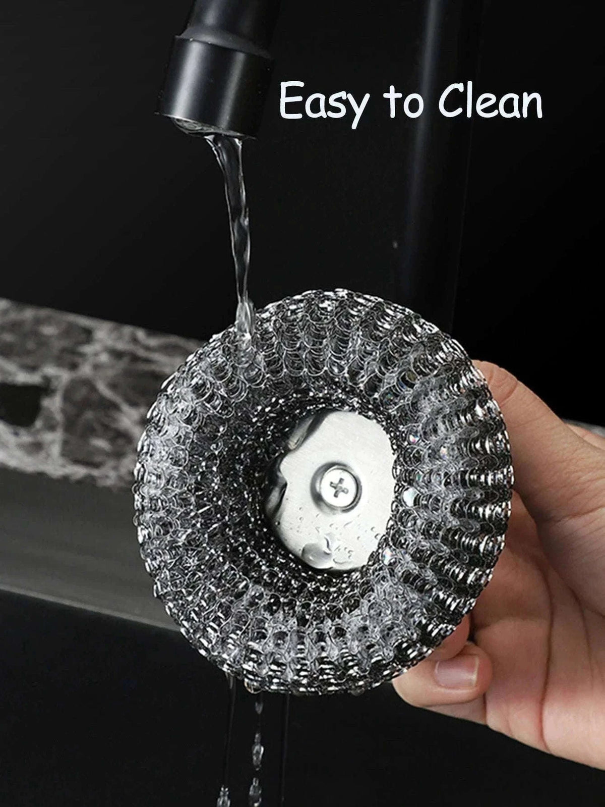 Steel Wool Scrubber with Handle for Tough Kitchen Cleaning-1PC