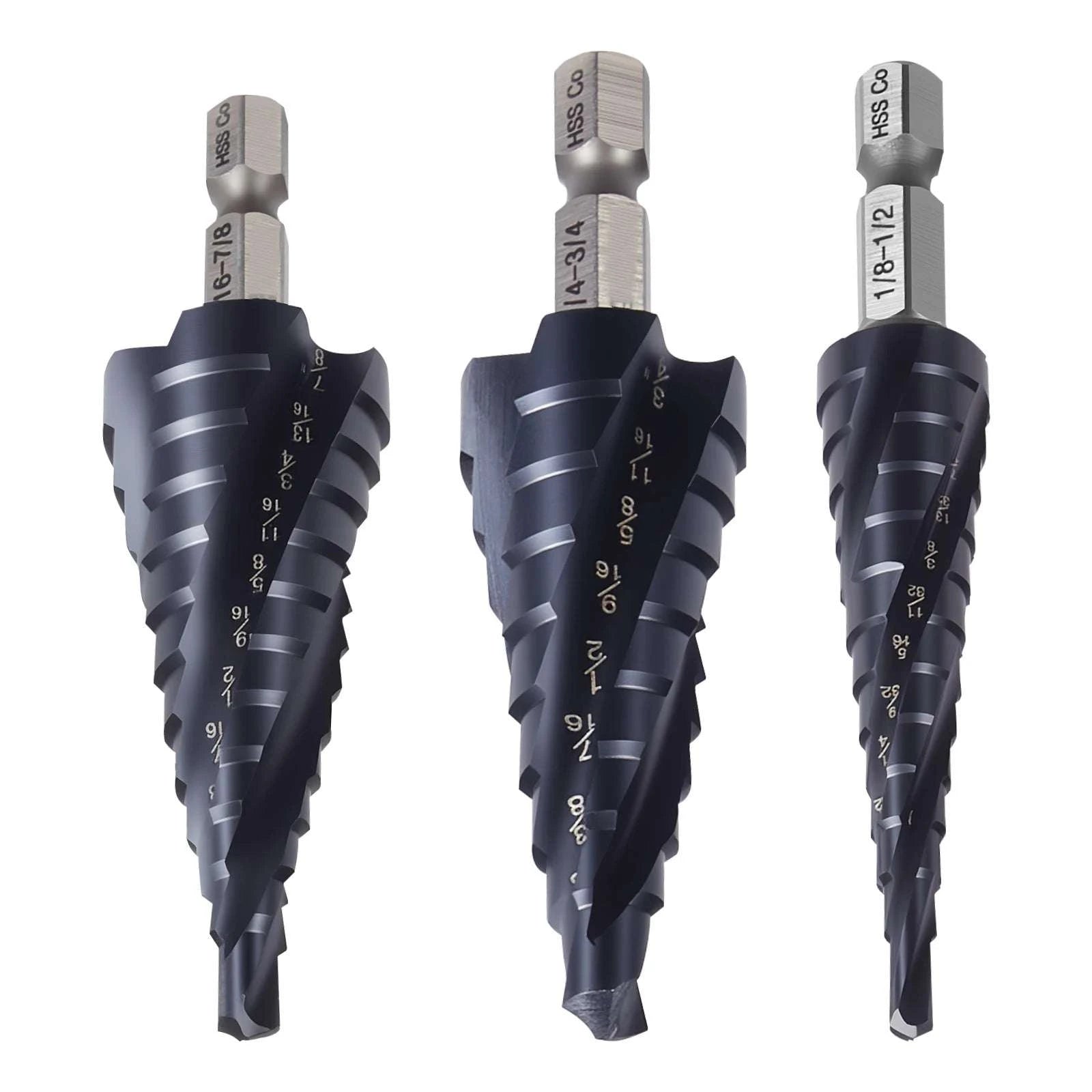 Step Drill Bit Set for Metal with 9 Sizes TiAlN Coated HSS-3PCs / france