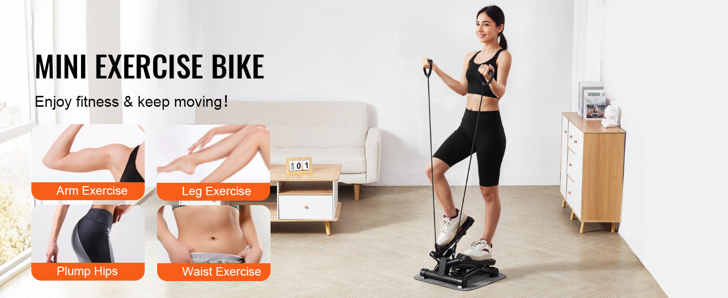 Stair Stepper for Home Exercise with Resistance Bands and LCD Monitor
