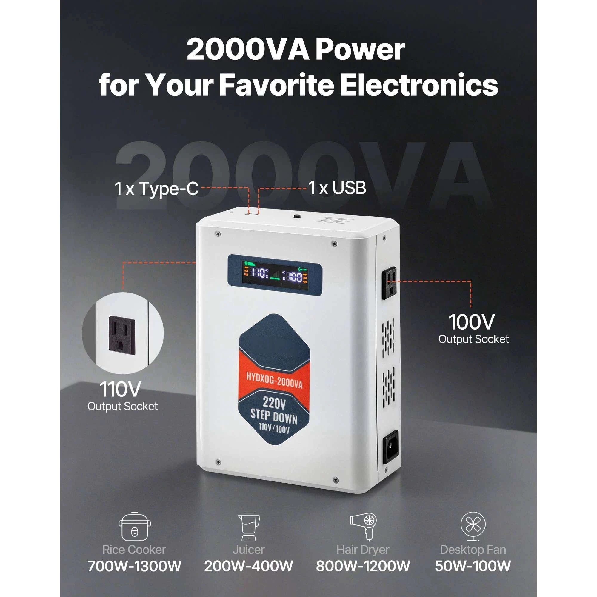 Step Up/Down Voltage Converter 2000VA/3000VA Dual Output Power Transformer-Step Down 2000VA / United States