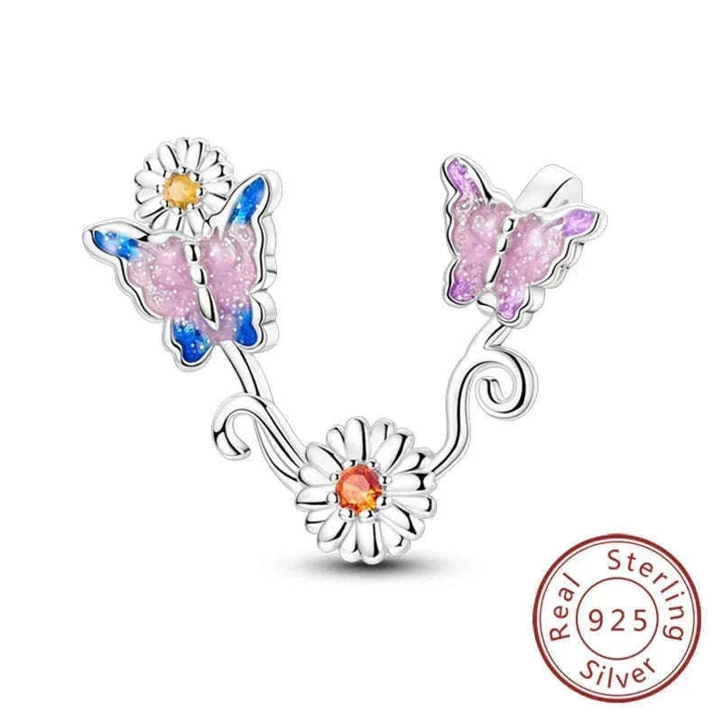 Sterling Silver Firefly, Bee, Butterfly & Hummingbird Charms-KTC191