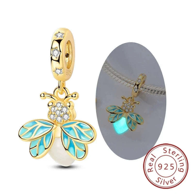 Sterling Silver Firefly, Bee, Butterfly & Hummingbird Charms-KTC191