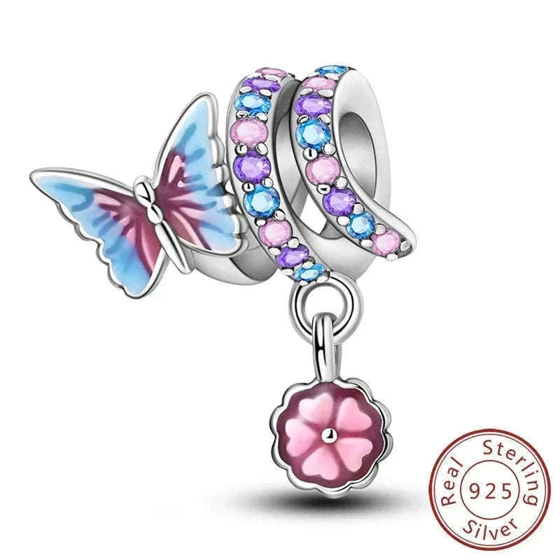 Sterling Silver Firefly, Bee, Butterfly & Hummingbird Charms-KTC191