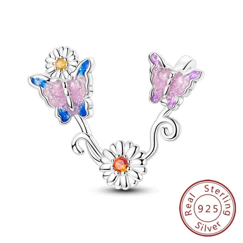 Sterling Silver Firefly, Bee, Butterfly & Hummingbird Charms-KTC191