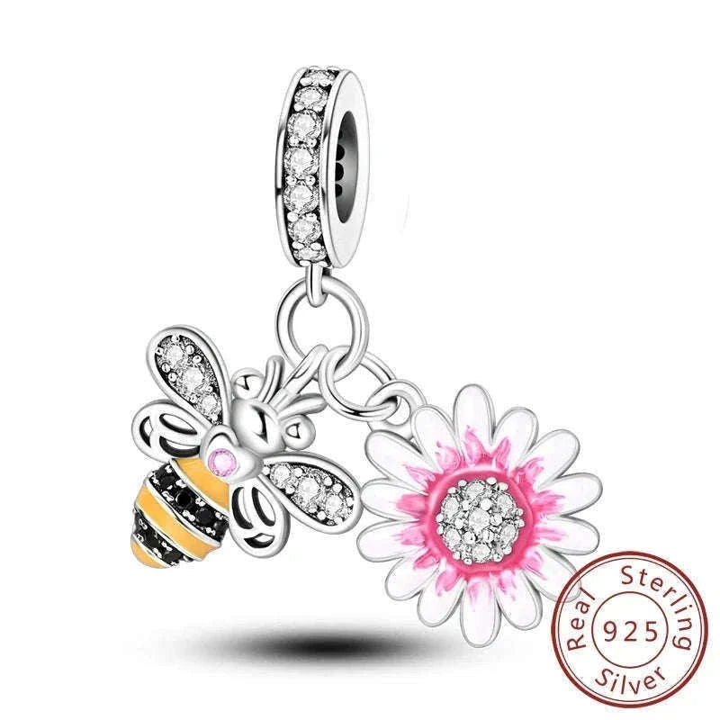 Sterling Silver Firefly, Bee, Butterfly & Hummingbird Charms-KTC191