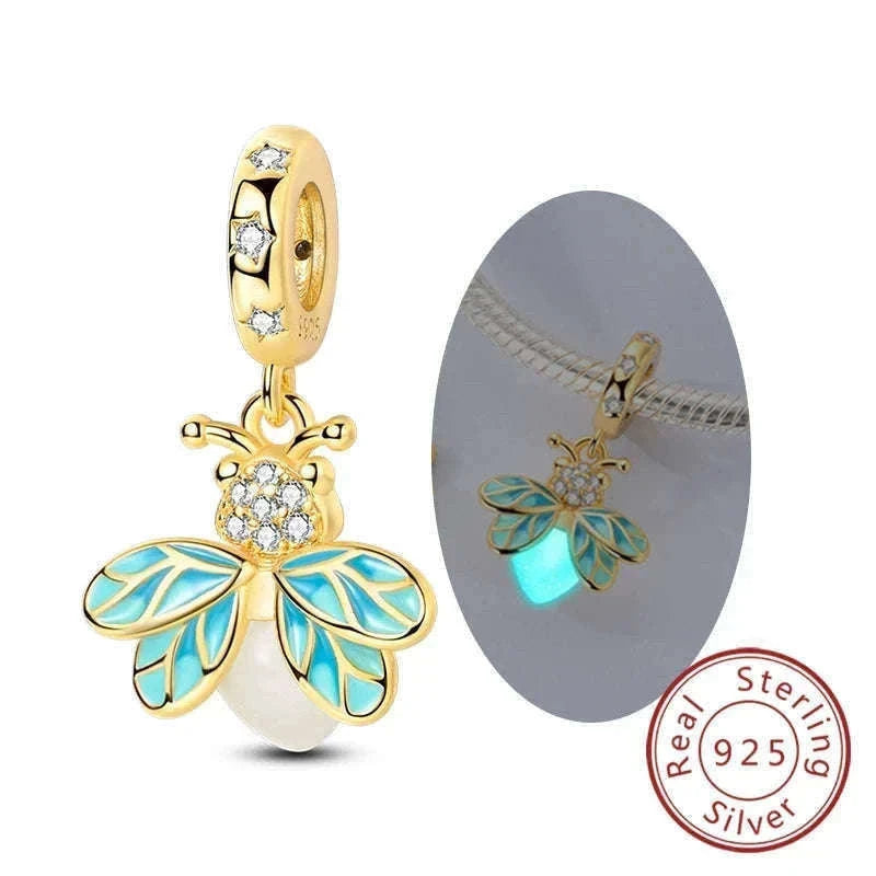 Sterling Silver Firefly, Bee, Butterfly & Hummingbird Charms-KTC191