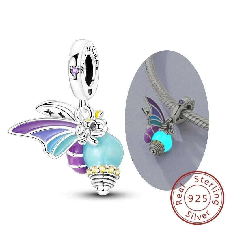 Sterling Silver Firefly, Bee, Butterfly & Hummingbird Charms-KTC191