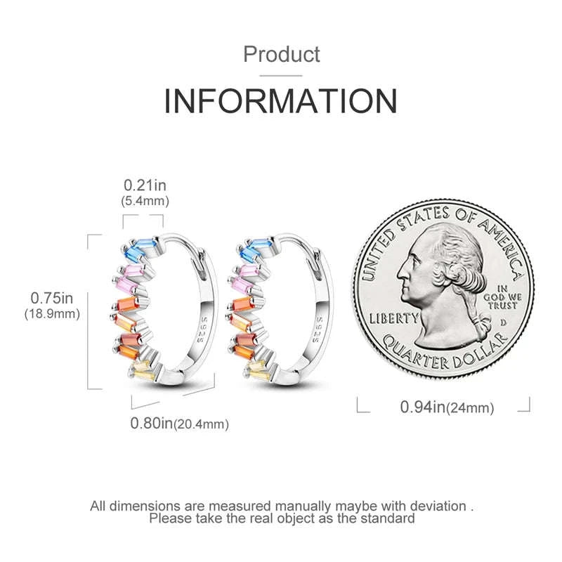 Sterling Silver Star Hoop Earrings with Colored Zirconium-KTE307 / CHINA