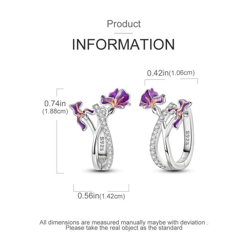 Sterling Silver Star Hoop Earrings with Colored Zirconium-KTE307 / CHINA