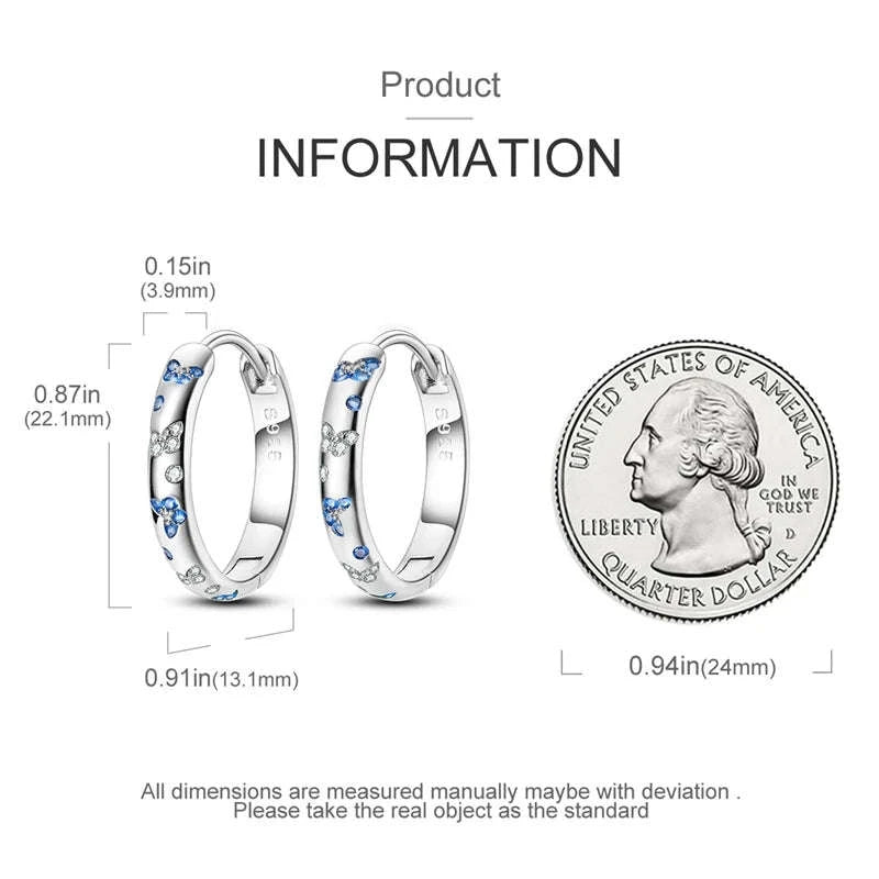 Sterling Silver Star Hoop Earrings with Colored Zirconium-KTE307 / CHINA