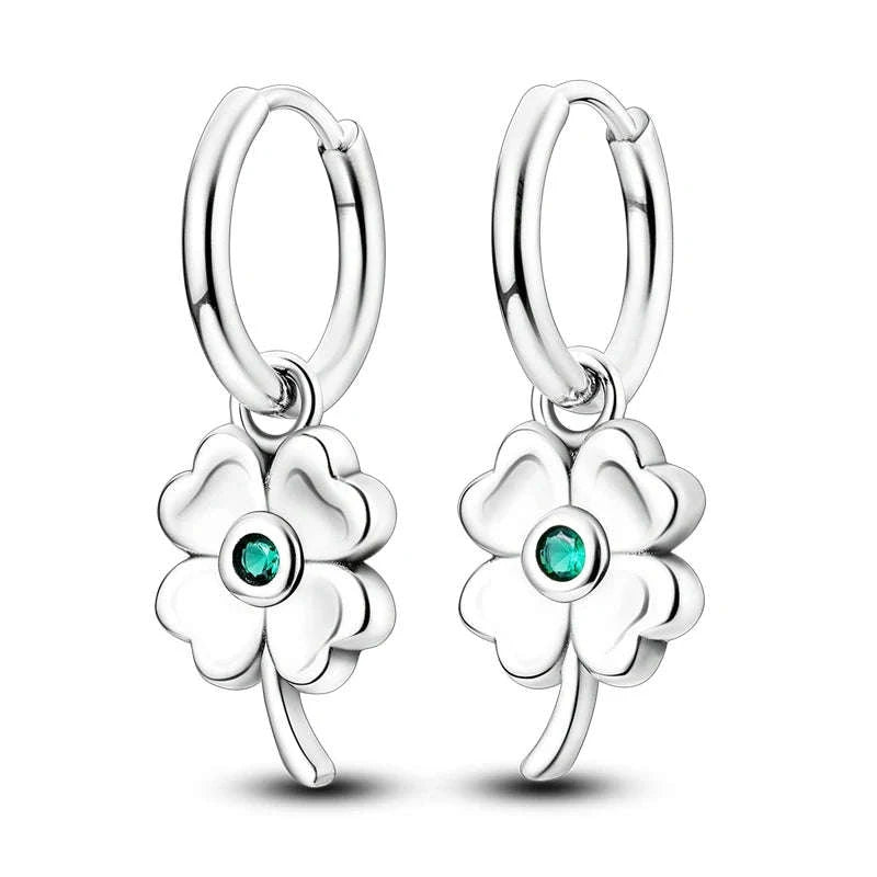 Sterling Silver Star Hoop Earrings with Colored Zirconium-KTE307 / CHINA