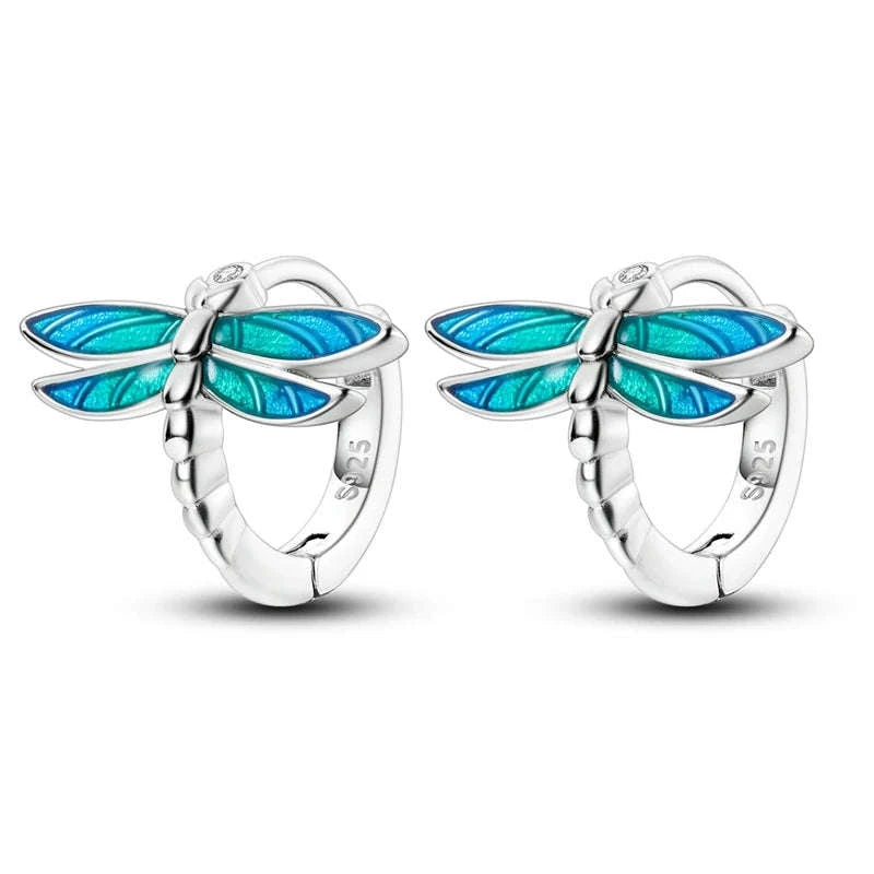Sterling Silver Star Hoop Earrings with Colored Zirconium-KTE307 / CHINA