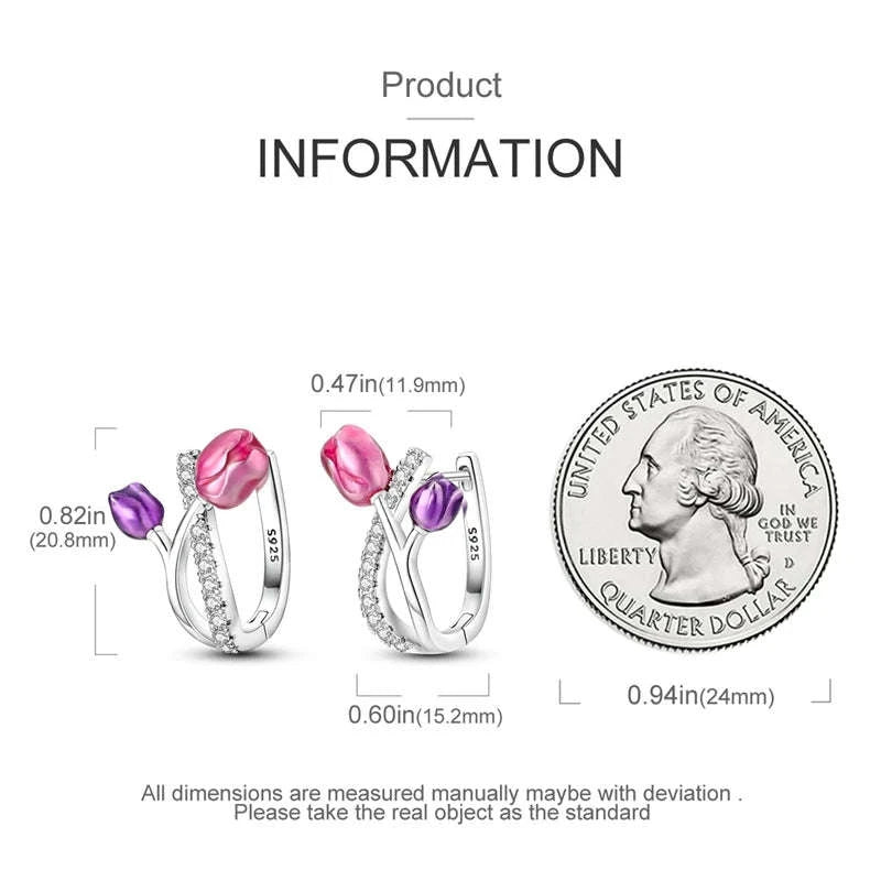 Sterling Silver Star Hoop Earrings with Colored Zirconium-KTE307 / CHINA