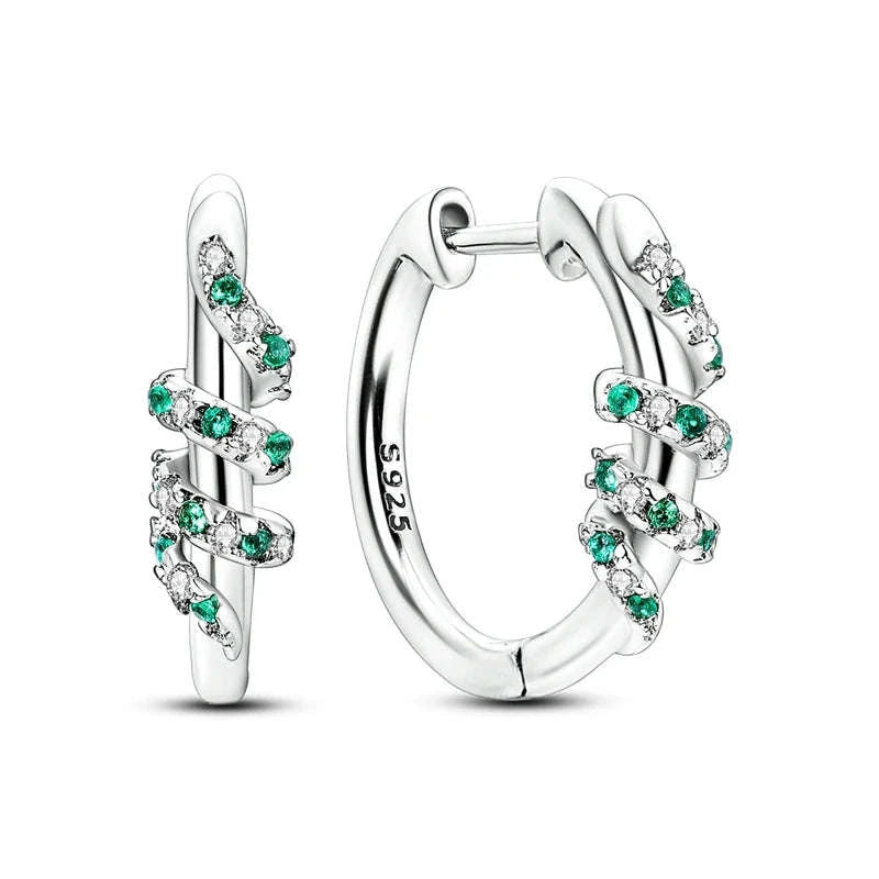 Sterling Silver Star Hoop Earrings with Colored Zirconium-KTE307 / CHINA
