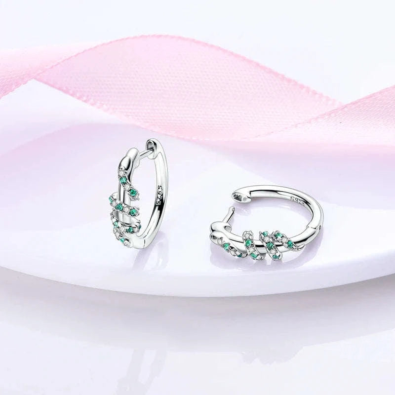 Sterling Silver Star Hoop Earrings with Colored Zirconium-KTE307 / CHINA