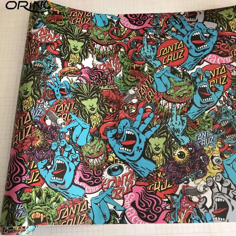 Sticker Bomb Skull Vinyl Wrap Film for Cars, Bikes & Motorcycles-Option 13 / 30cm x 152cm