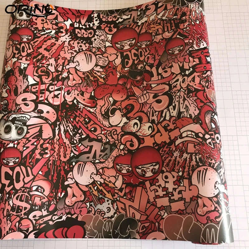 Sticker Bomb Skull Vinyl Wrap Film for Cars, Bikes & Motorcycles-Option 13 / 30cm x 152cm