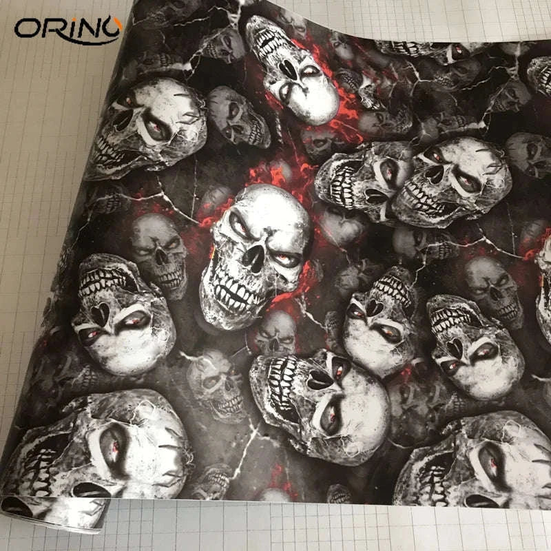 Sticker Bomb Skull Vinyl Wrap Film for Cars, Bikes & Motorcycles-Option 13 / 30cm x 152cm