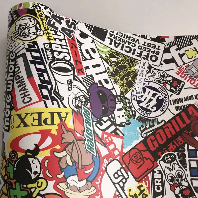 Sticker Bomb Skull Vinyl Wrap Film for Cars, Bikes & Motorcycles-Option 13 / 30cm x 152cm