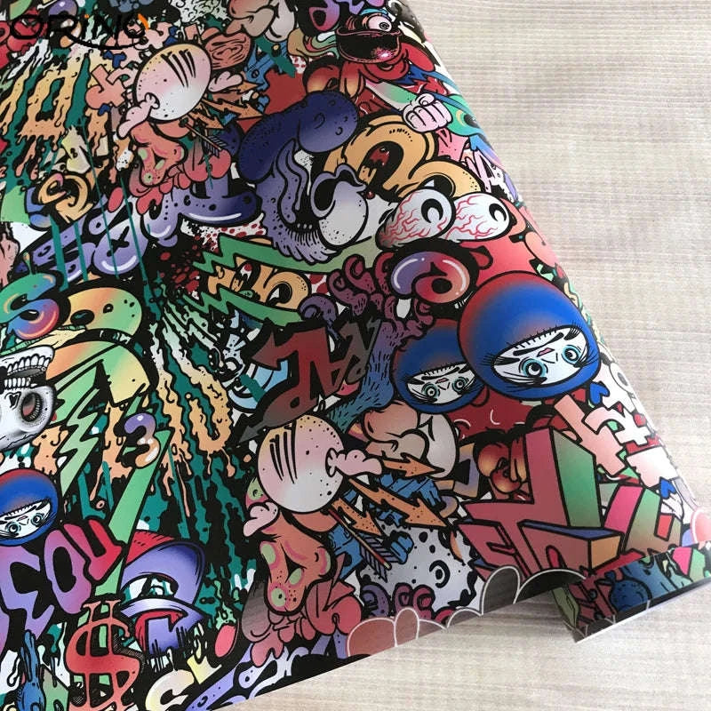 Sticker Bomb Skull Vinyl Wrap Film for Cars, Bikes & Motorcycles-Option 13 / 30cm x 152cm