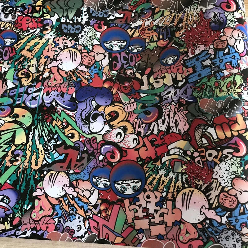 Sticker Bomb Skull Vinyl Wrap Film for Cars, Bikes & Motorcycles-Option 13 / 30cm x 152cm