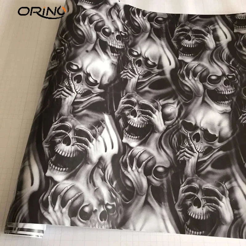 Sticker Bomb Skull Vinyl Wrap Film for Cars, Bikes & Motorcycles-Option 13 / 30cm x 152cm