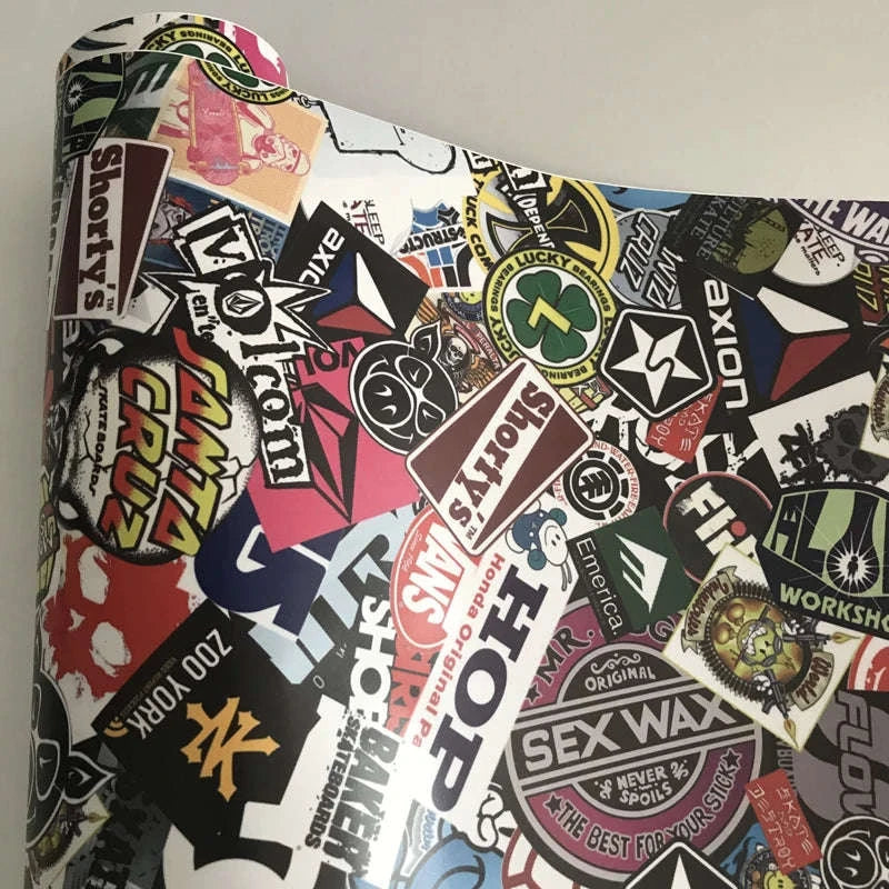 Sticker Bomb Skull Vinyl Wrap Film for Cars, Bikes & Motorcycles-Option 13 / 30cm x 152cm