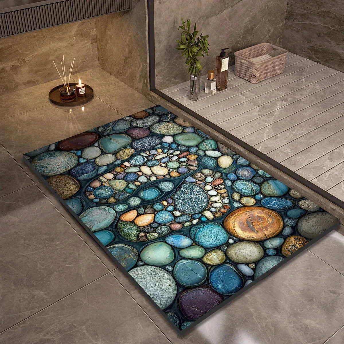 Stone Design Diatomite Bath Mat Quick Dry Non-Slip-10 / 50cmx80cm