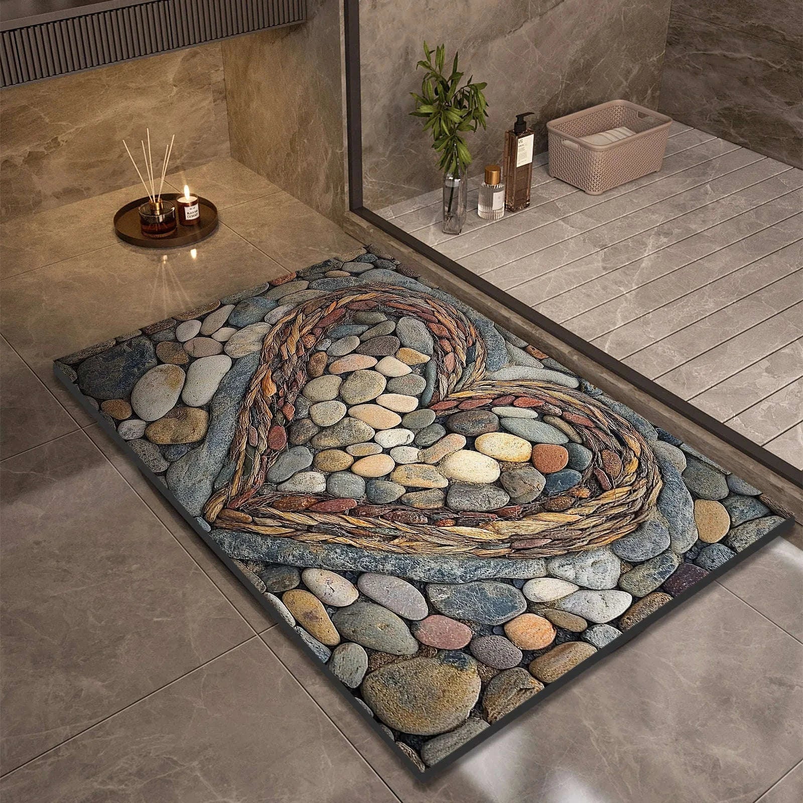 Stone Design Diatomite Bath Mat – Quick Dry Non‑Slip Absorbent Mat-10 / 50cmx80cm