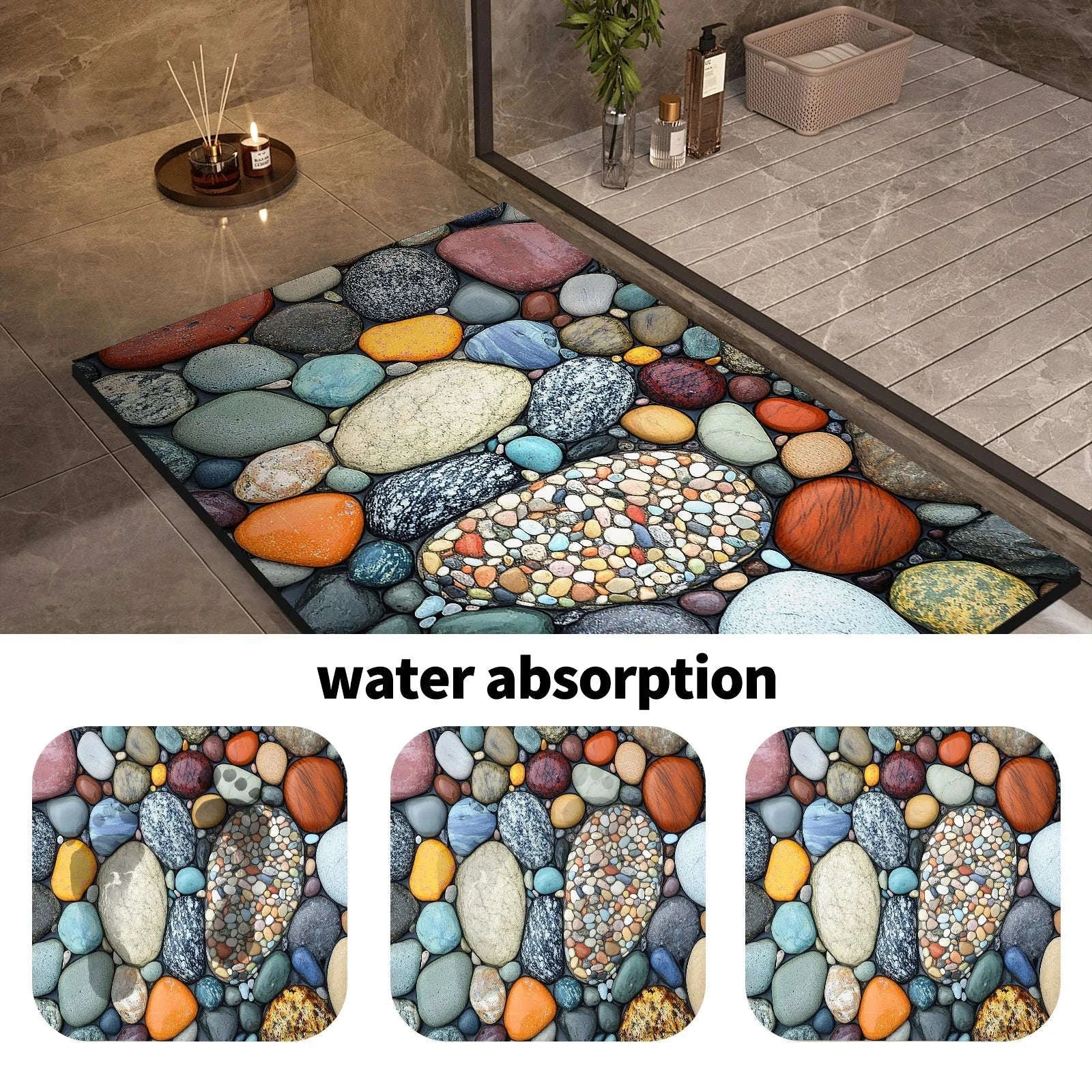 Stone Design Diatomite Bath Mat – Quick Dry Non‑Slip Absorbent Mat-10 / 50cmx80cm