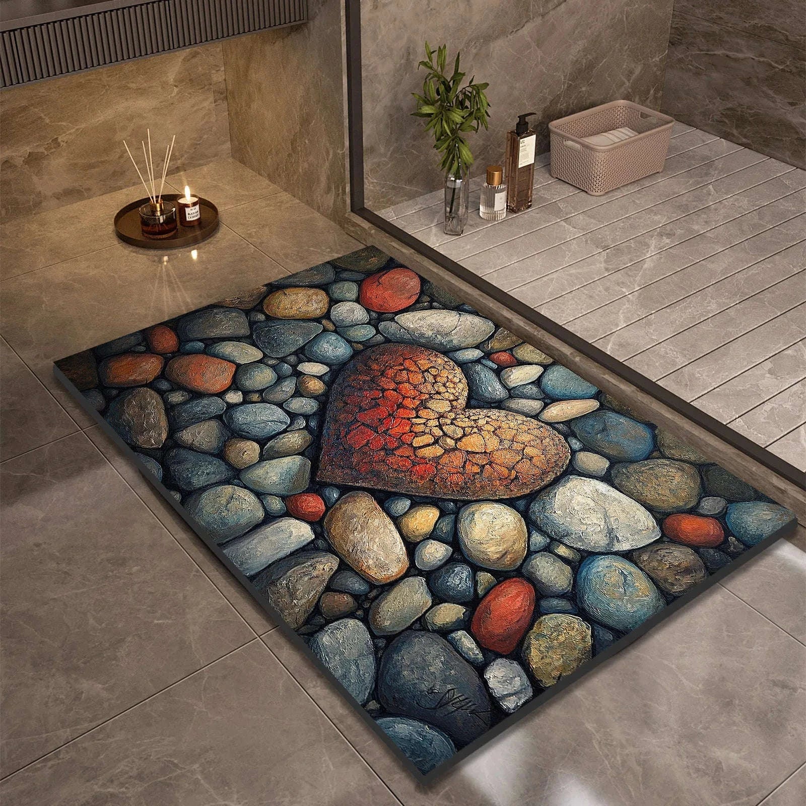 Stone Design Diatomite Bath Mat – Quick Dry Non‑Slip Absorbent Mat-10 / 50cmx80cm