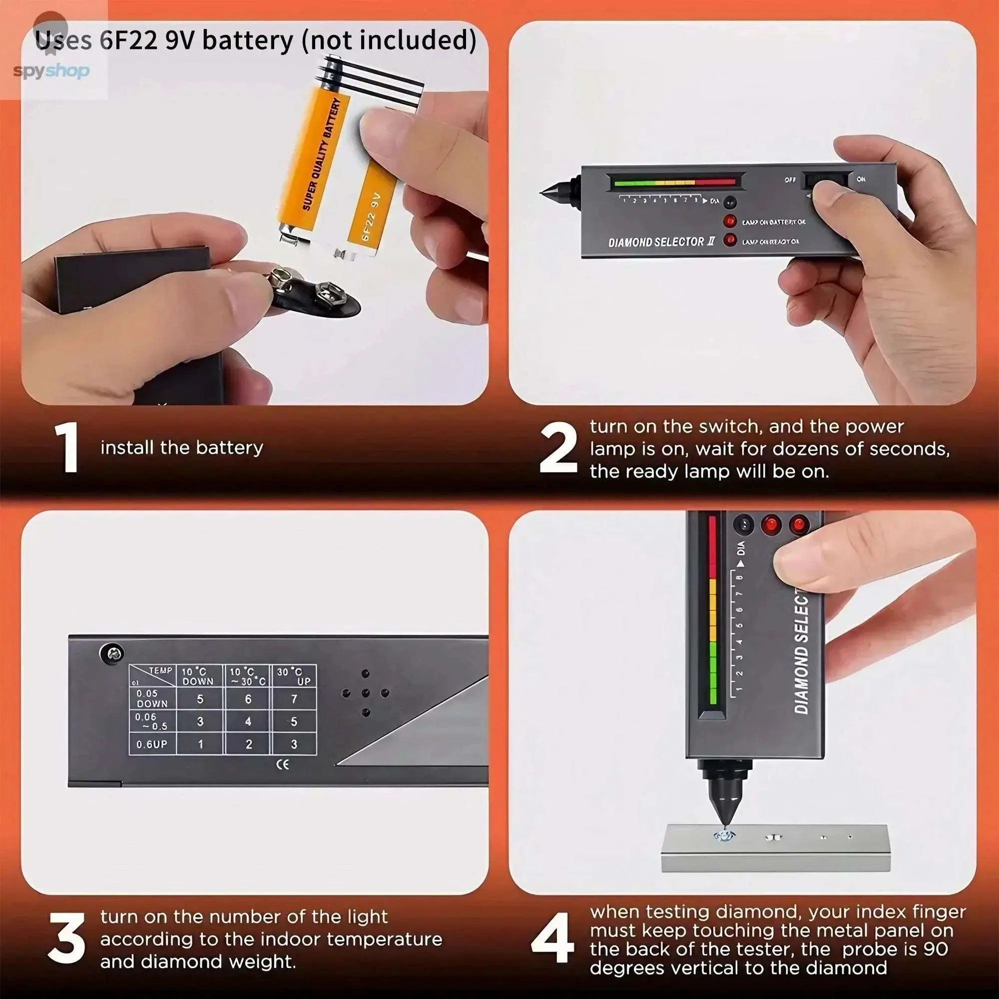 STONEGO Diamond Tester Pen – Fast Thermal Conductivity Gem Verification-black