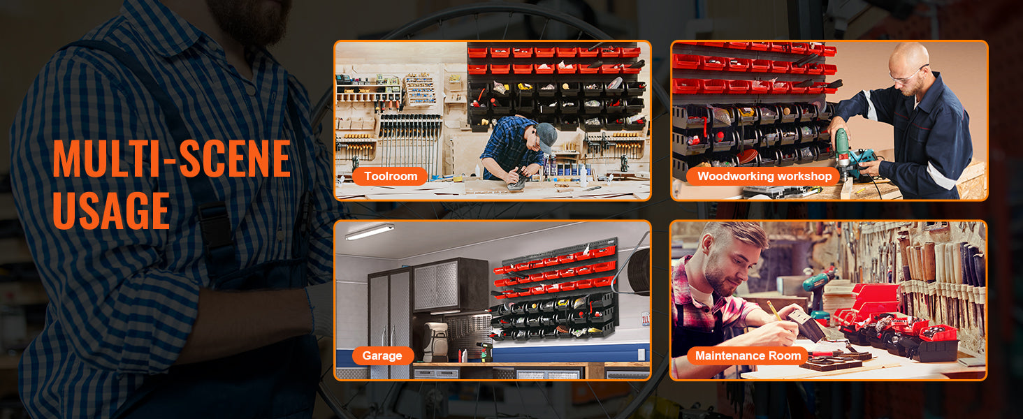 Sada nástěnných úložných boxů s 48 organizéry