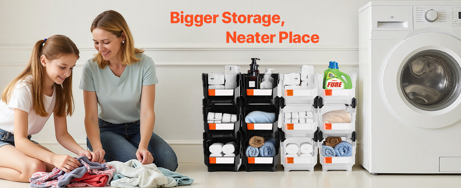 12-Pack Stackable Storage Bins with Front Access for Easy Organization