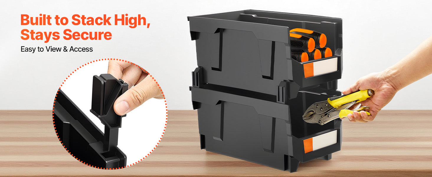 Stackable Storage Bins Set of 6 with Front Access Organizer Boxes