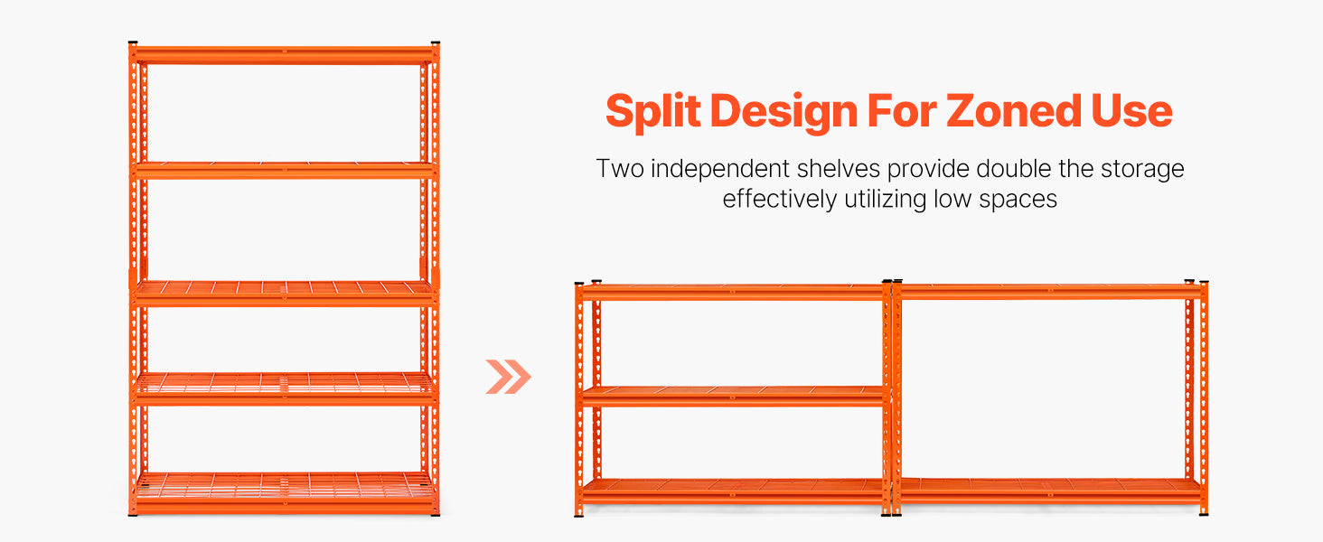 5-Tier Adjustable Metal Garage Shelving Unit 48" Wide Heavy Duty