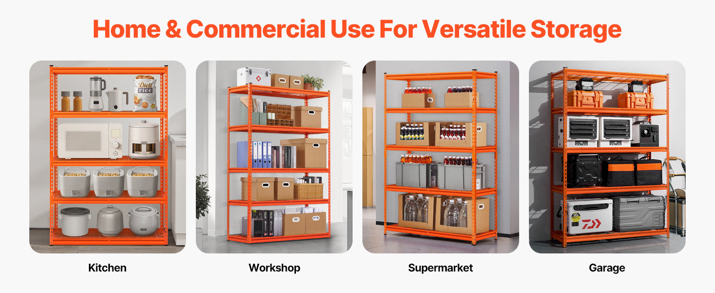 5-Tier Adjustable Metal Garage Shelving Unit 48" Wide Heavy Duty