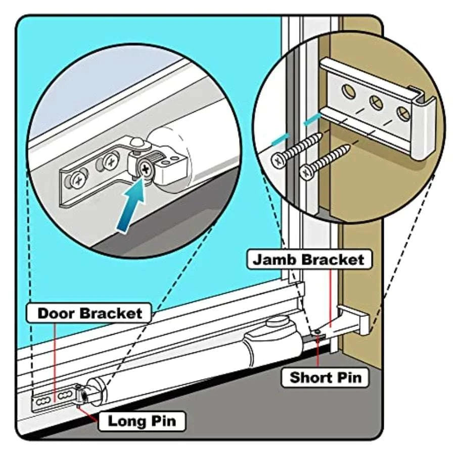 Storm Door Closer Kit with Brackets for Andersen Pella Larson-United States / White